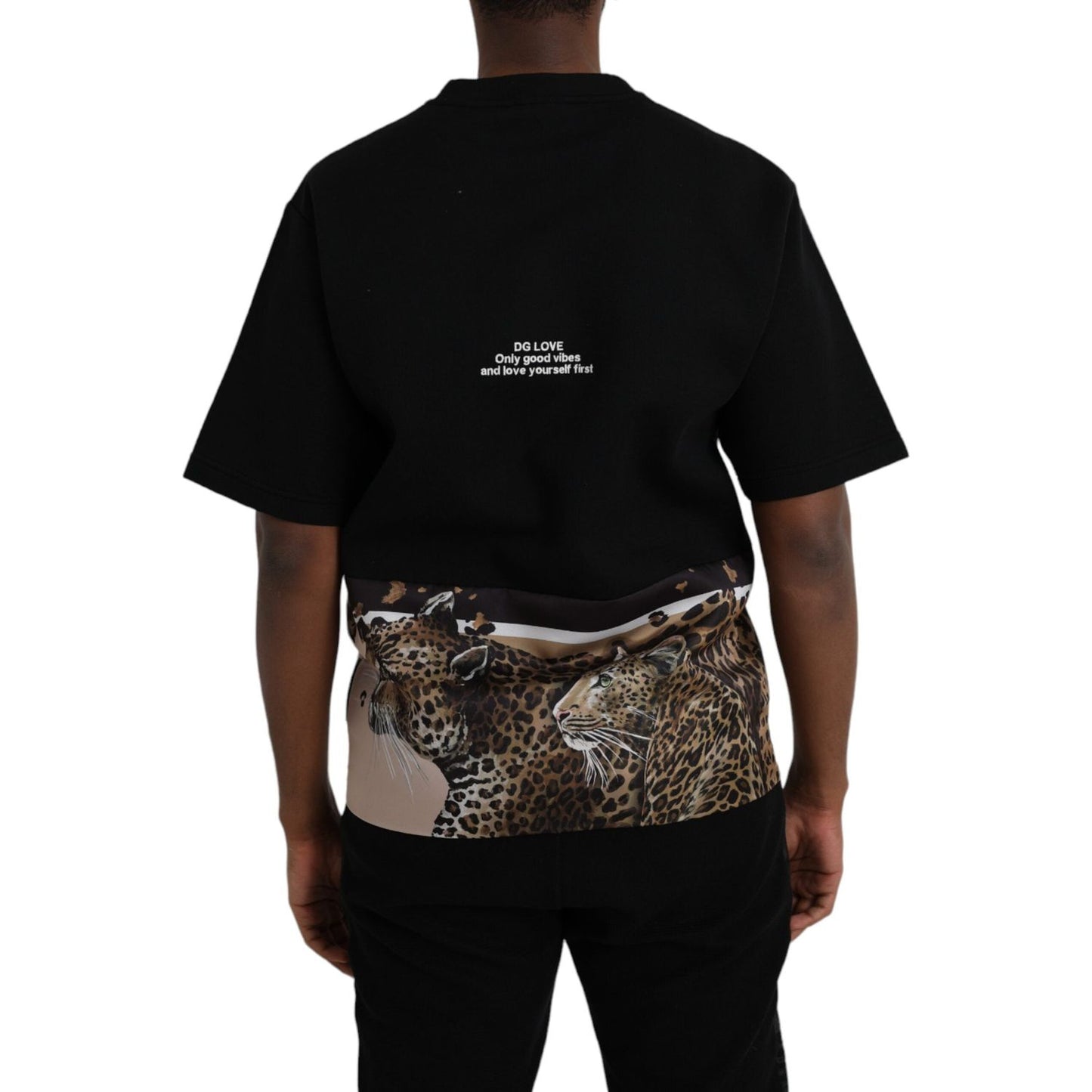 Black Leopard Cotton Short Sleeves T-shirt