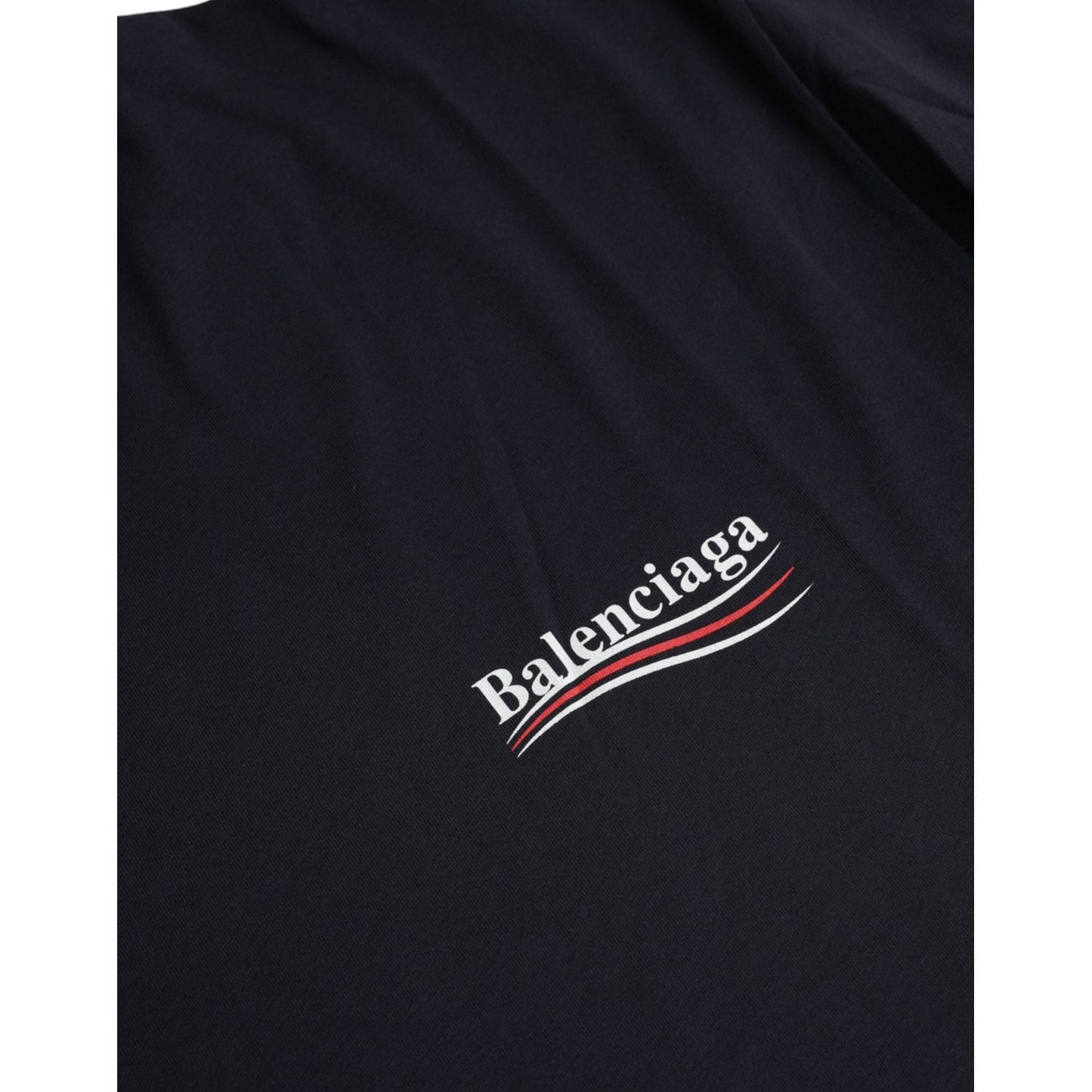 Dark Blue Cotton Logo Crew Neck Short Sleeves T-shirt