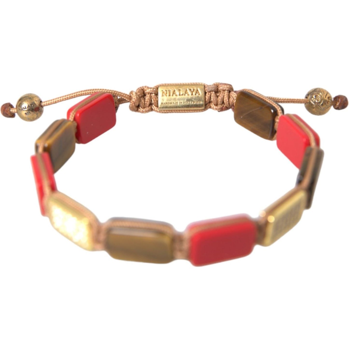 CZ Tiger Eye Red Coral 925 Silver Men Bracelet