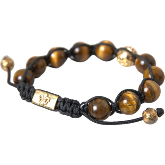 CZ Brown Tigers Eye 925 Silver Bracelet Mens