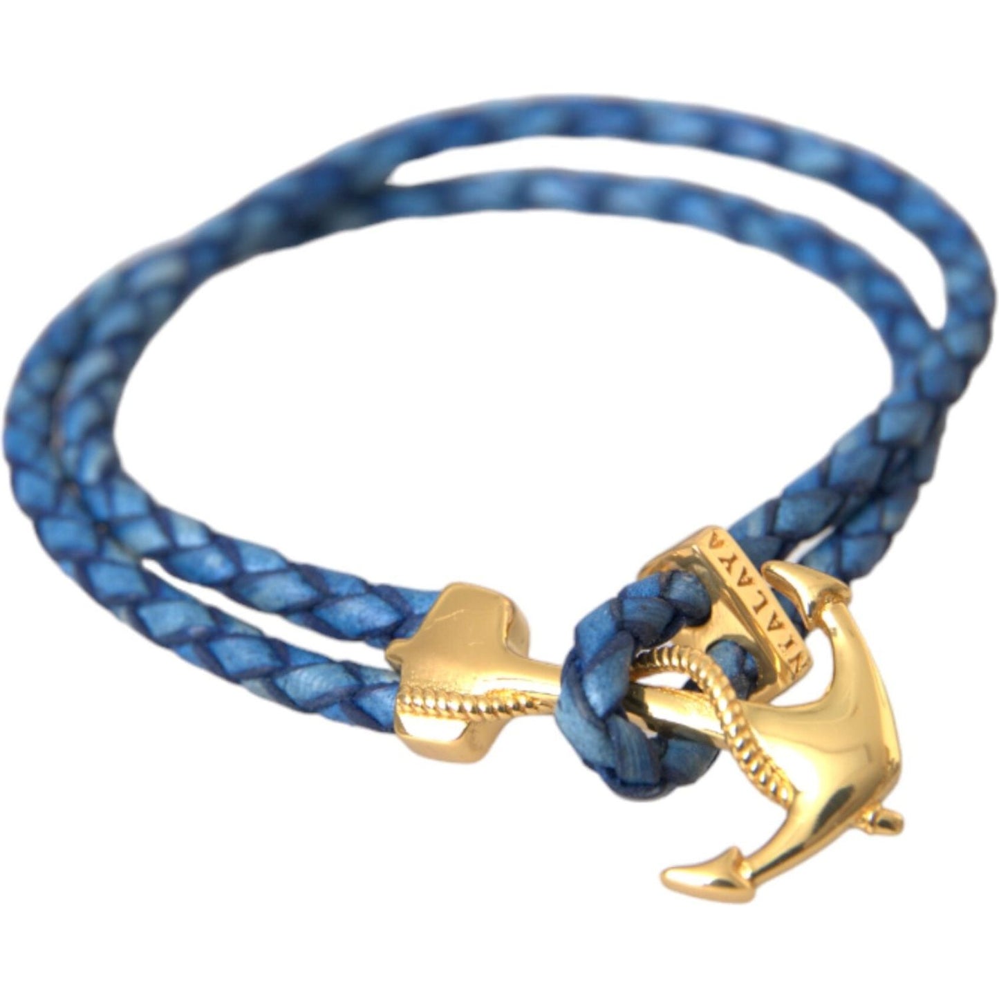 Blue Gold Anchor 925 Silver Charm Bracelet Mens