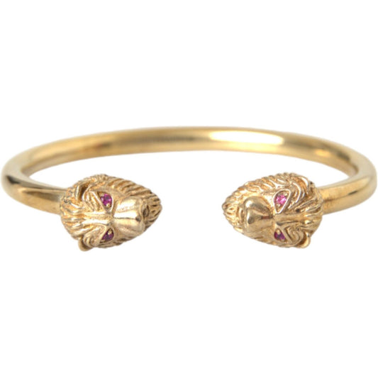 Gold CZ Lion Bangle Bracelet Women