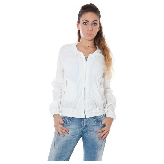 Phard White Cotton Jackets & Coat Phard