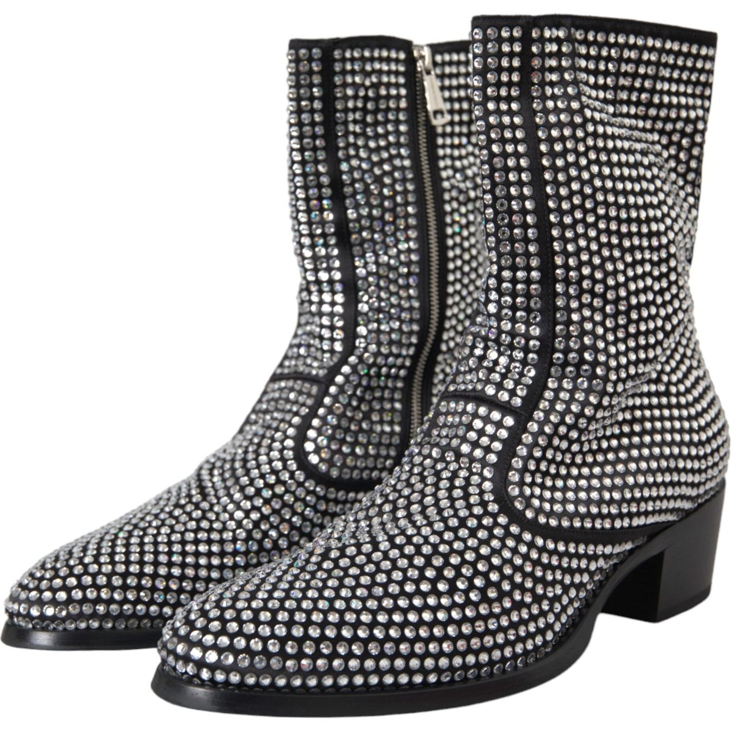 Black Rhinestone Crystal Chelsea Boots Shoes