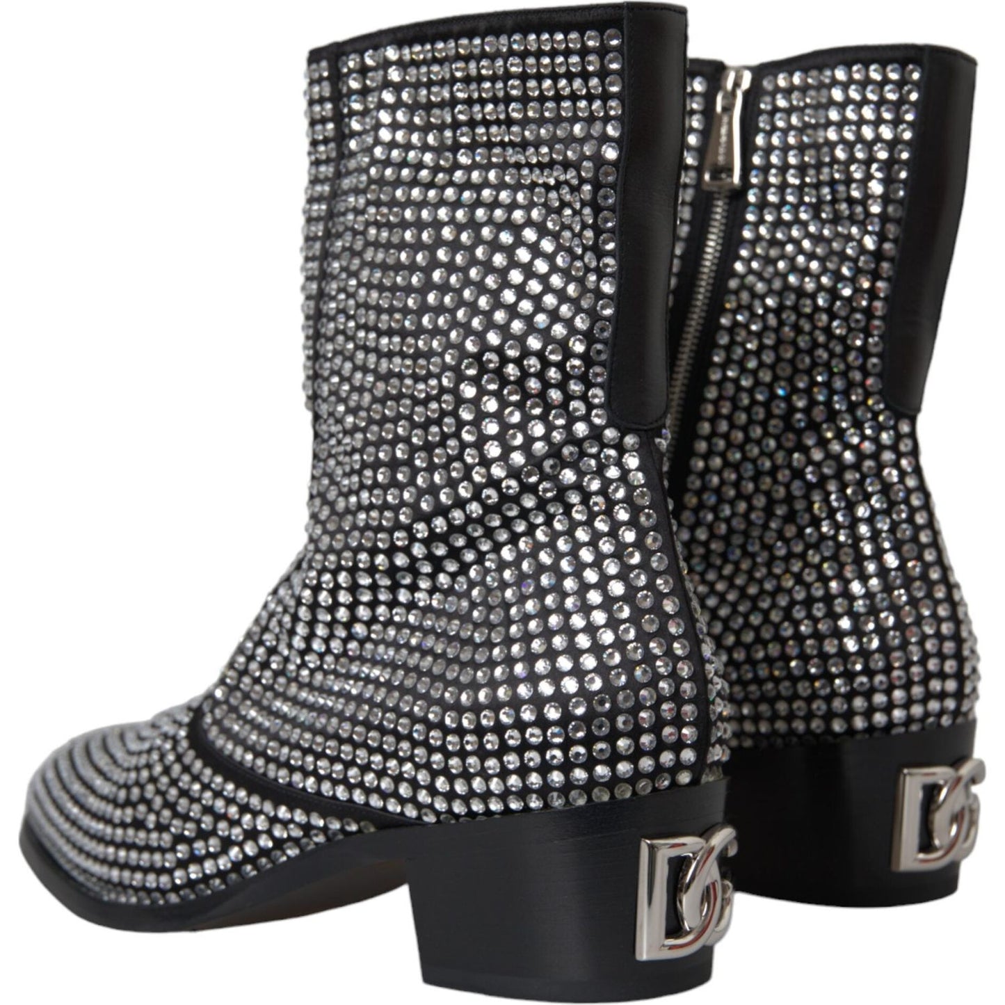 Black Rhinestone Crystal Chelsea Boots Shoes