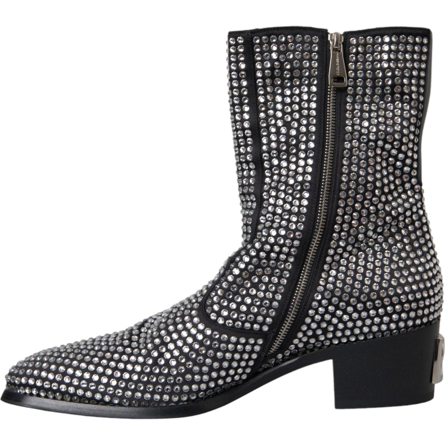 Black Rhinestone Crystal Chelsea Boots Shoes