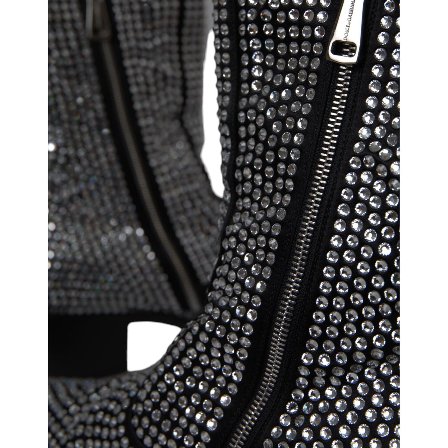 Black Rhinestone Crystal Chelsea Boots Shoes