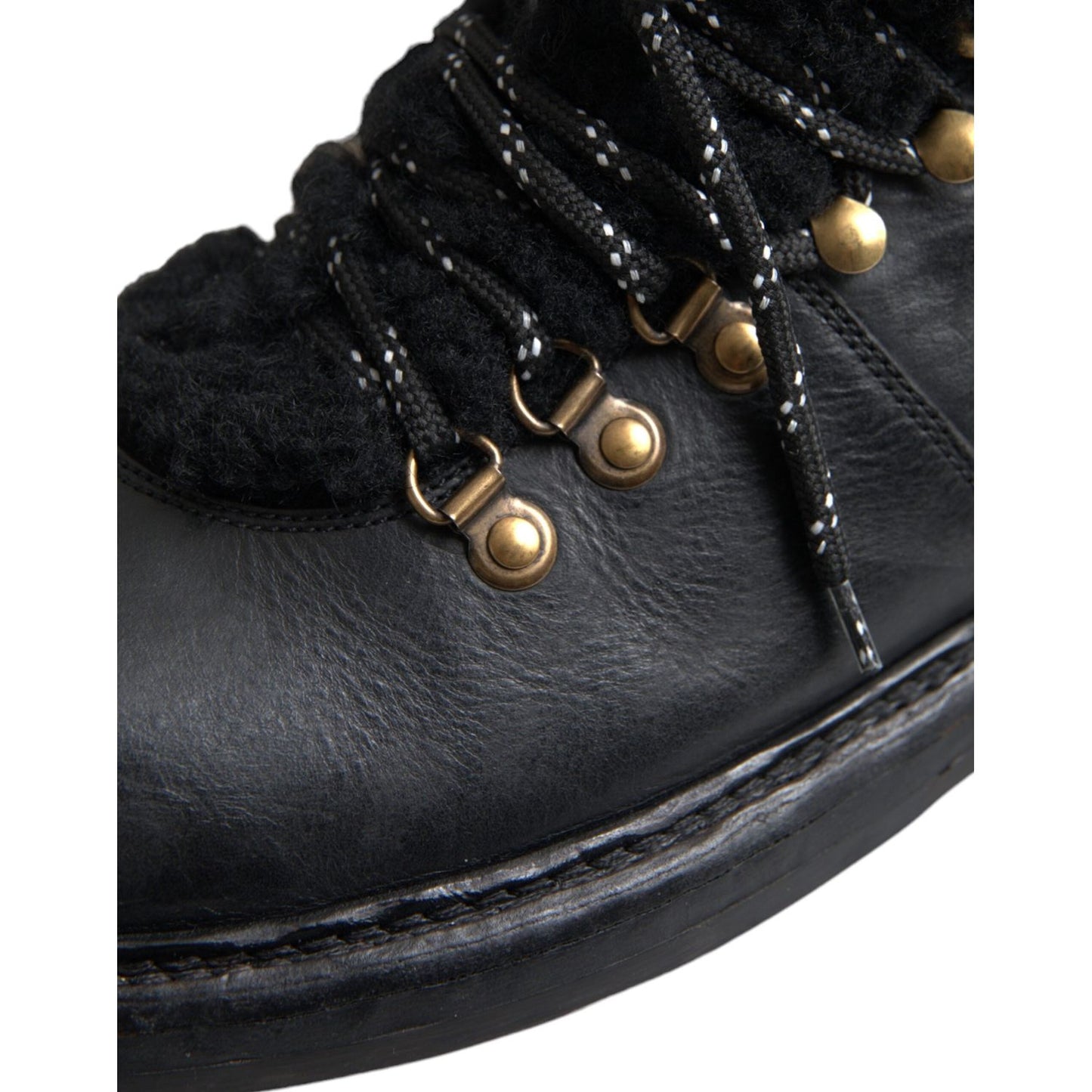 Black Leather Bernini Shearling Boots Shoes