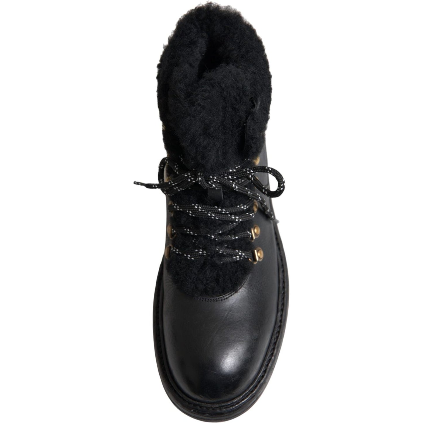 Black Leather Bernini Shearling Boots Shoes