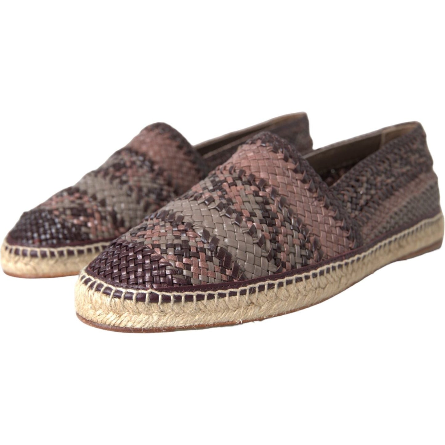 Brown Buffalo Leather Espadrille Flats Shoes