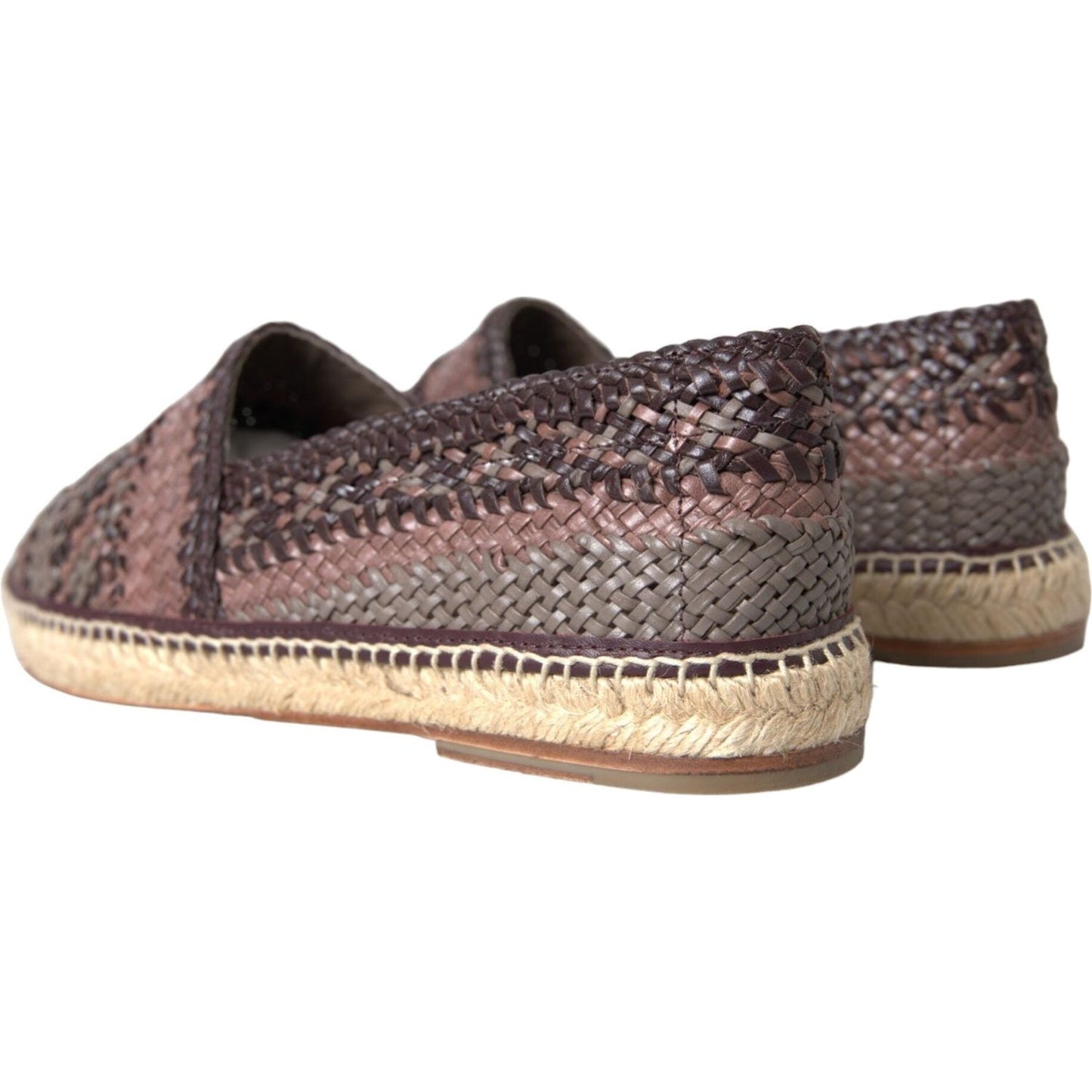 Brown Buffalo Leather Espadrille Flats Shoes