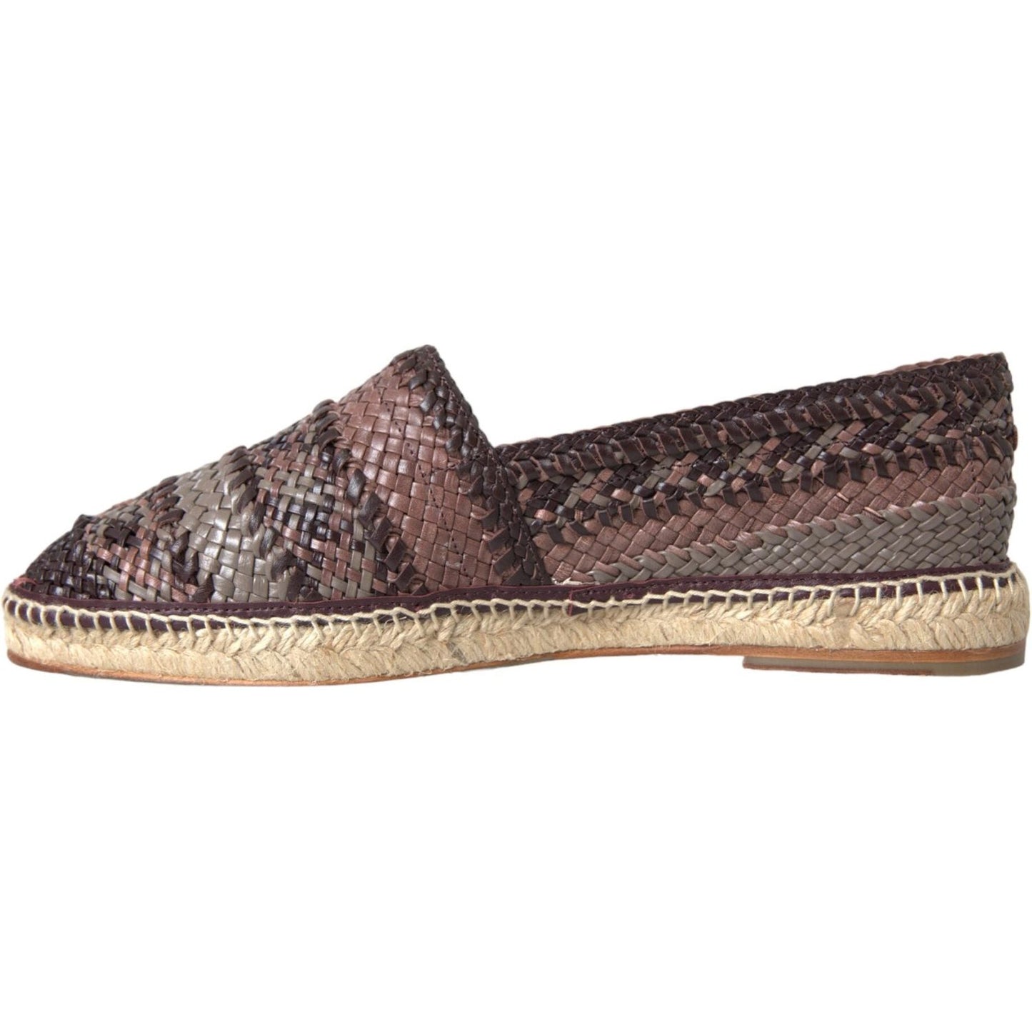 Brown Buffalo Leather Espadrille Flats Shoes