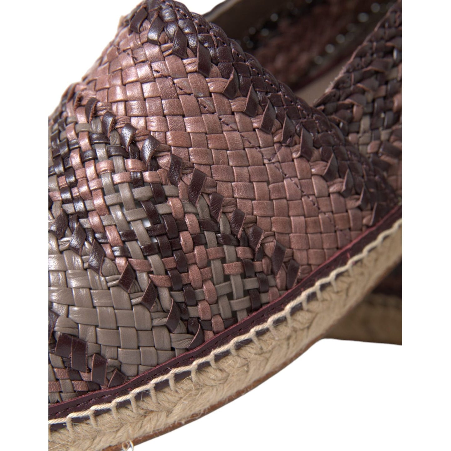 Brown Buffalo Leather Espadrille Flats Shoes