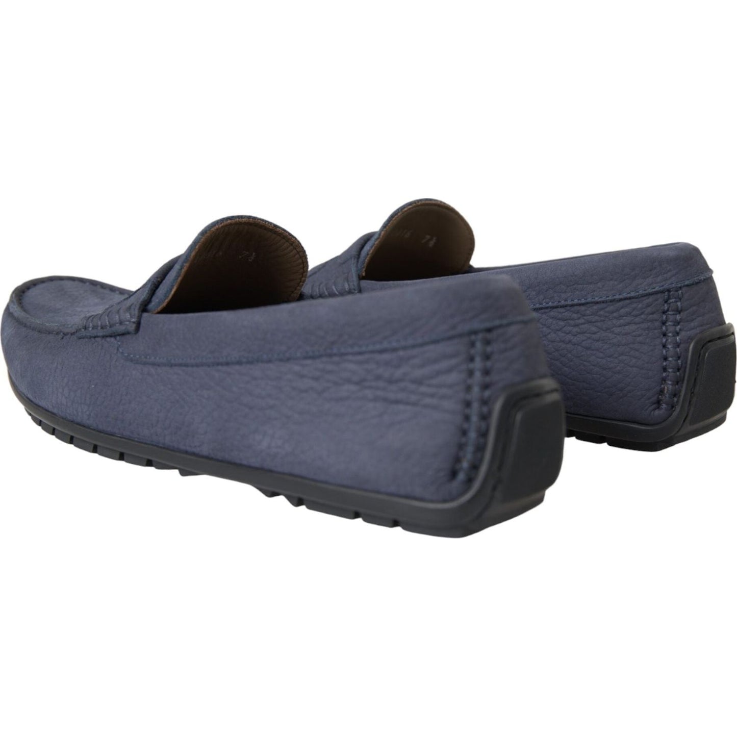 Blue Calf Leather Slip On Moccasin Shoes