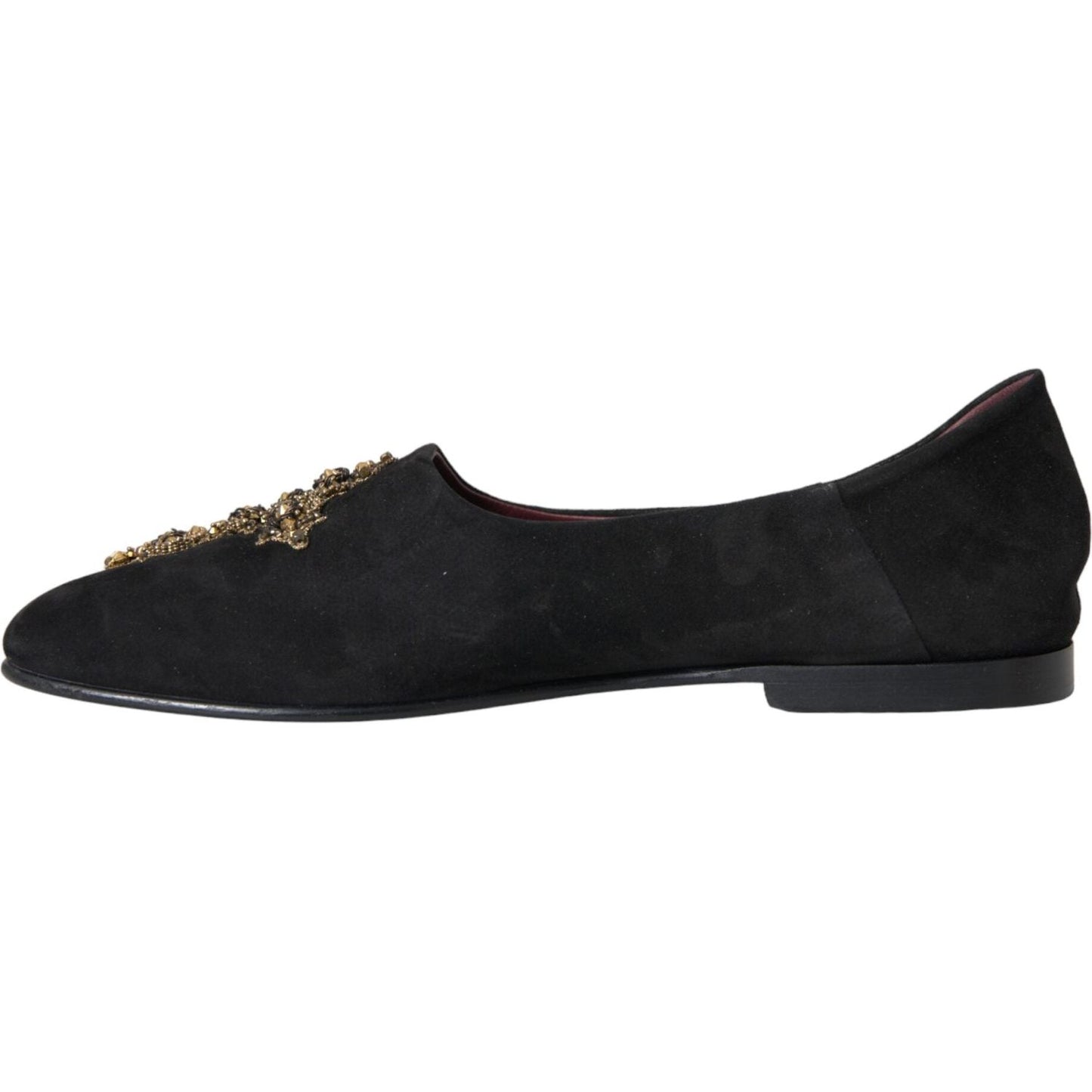 Black Suede Gold Cross Slip On Loafer Shoes