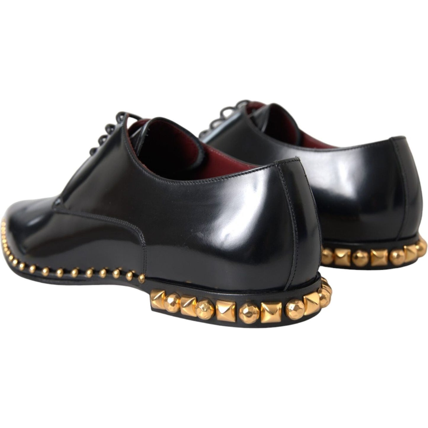 Black Leather Gold Studded Derby Dress Shoes