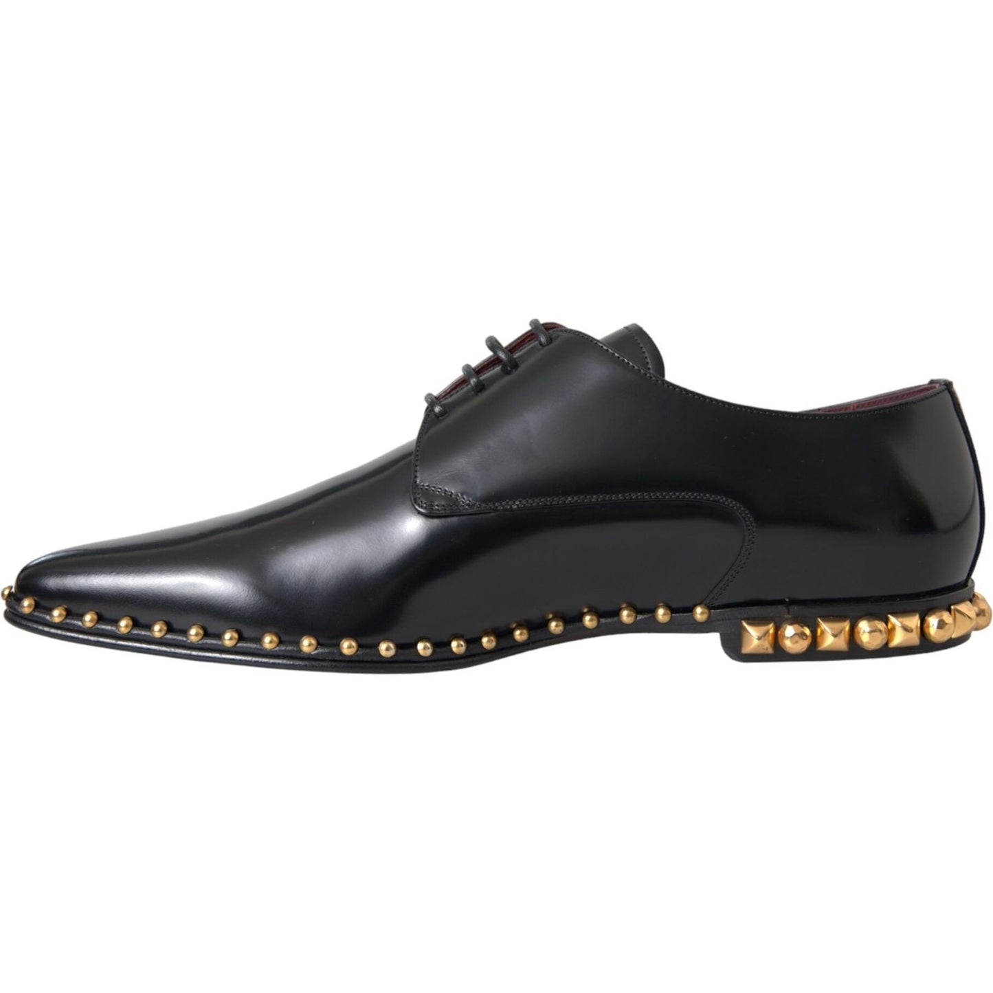 Black Leather Gold Studded Derby Dress Shoes