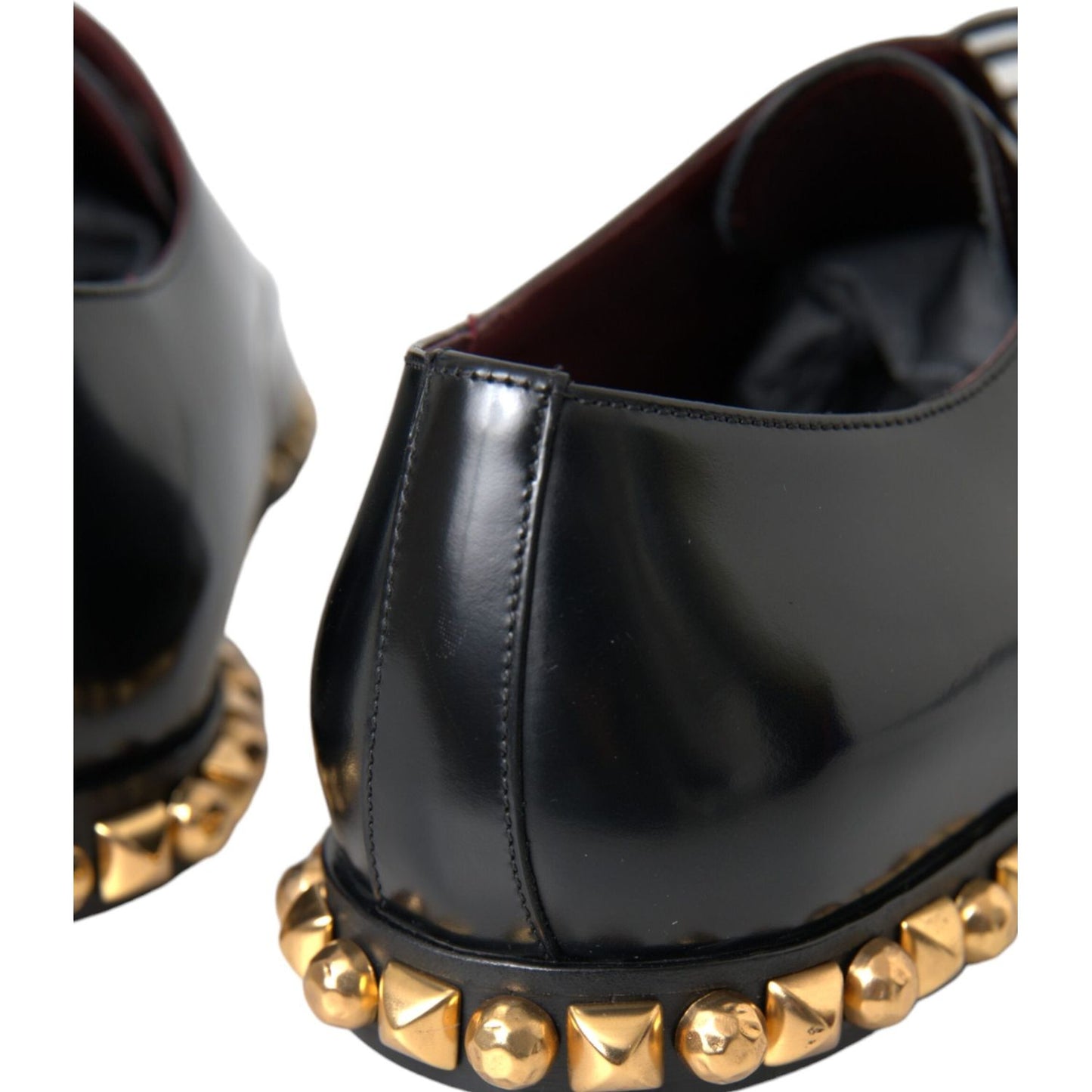 Black Leather Gold Studded Derby Dress Shoes