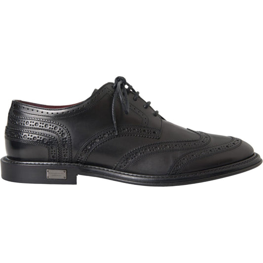 Black Leather Oxford Wingtip Formal Men Shoes