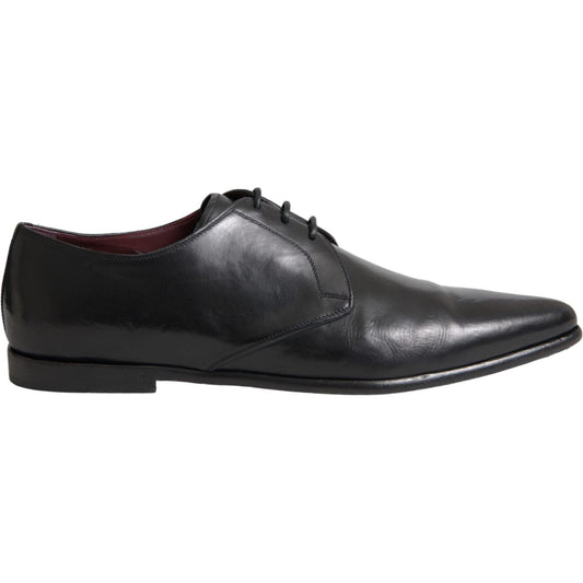 Dolce & Gabbana Black Leather Derby Formal Dress Men Shoes Dolce & Gabbana