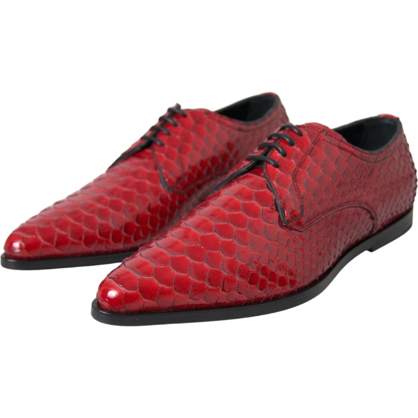 Red Textured Varnished Derby Men Formal Shoes