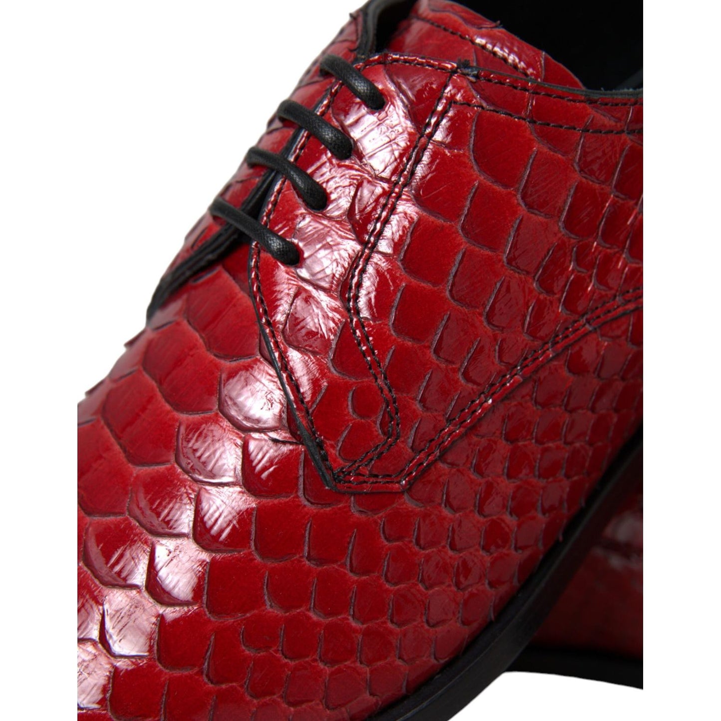 Red Textured Varnished Derby Men Formal Shoes