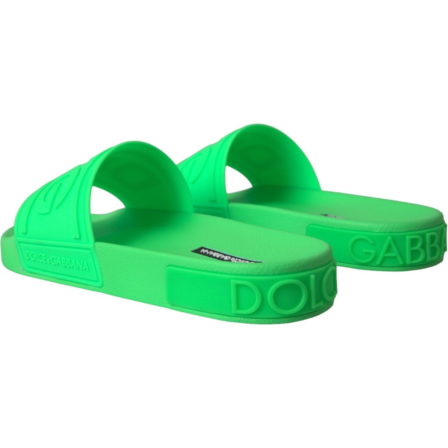 Green Leather Slides Sandals Beachwear Shoes