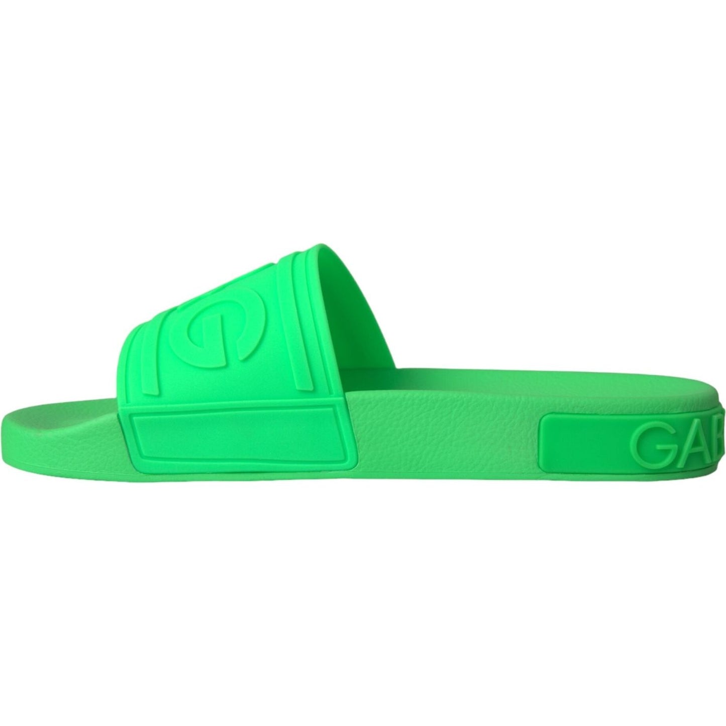 Green Leather Slides Sandals Beachwear Shoes