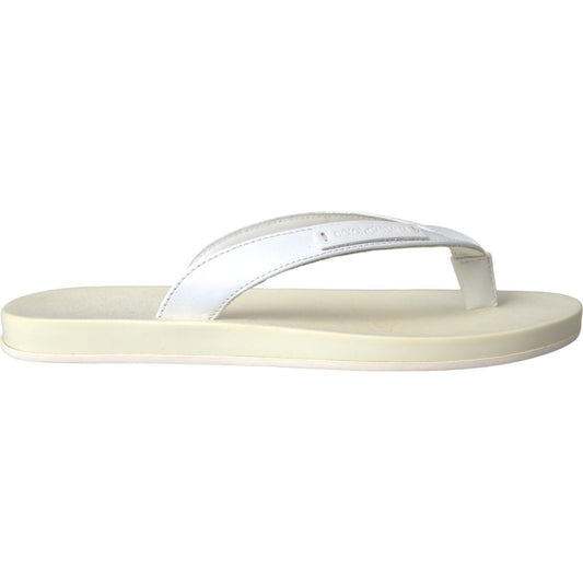 White Leather Slides Sandals Beachwear Shoes