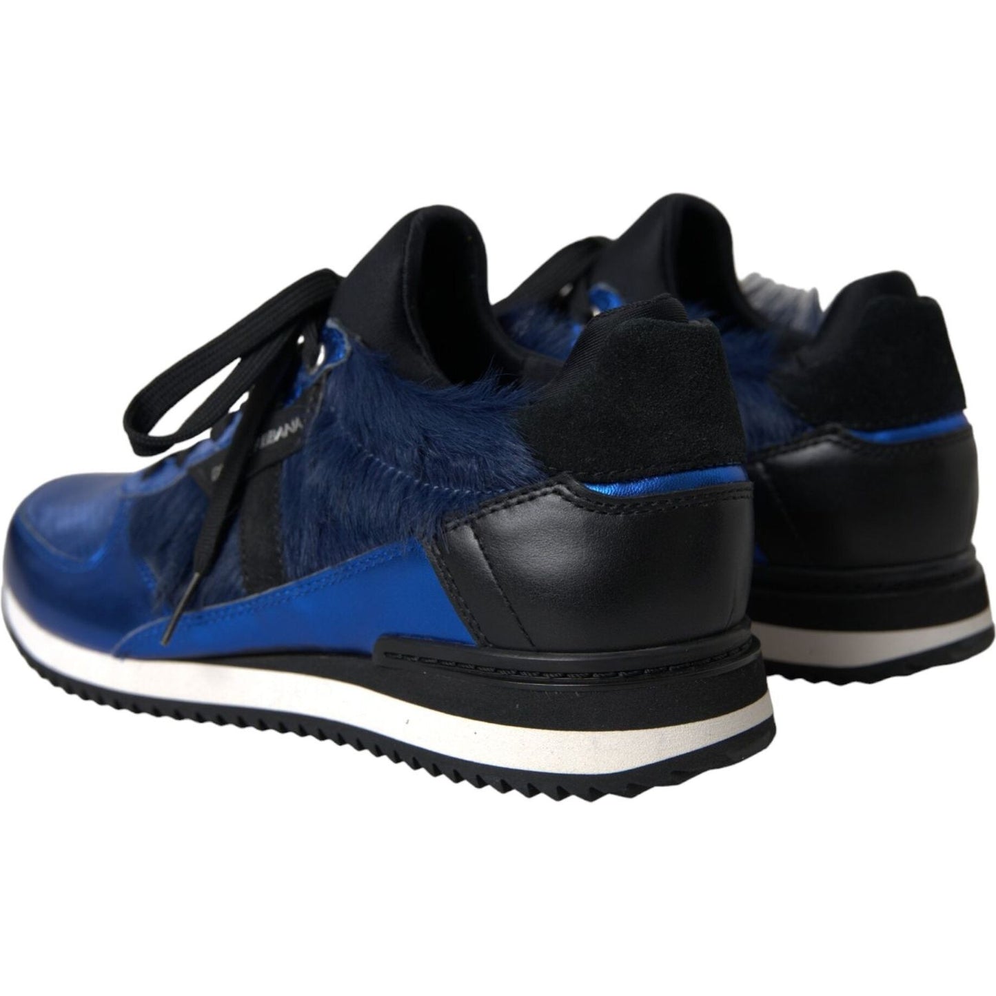 Blue Black Calf Hair Leather Sneakers Shoes