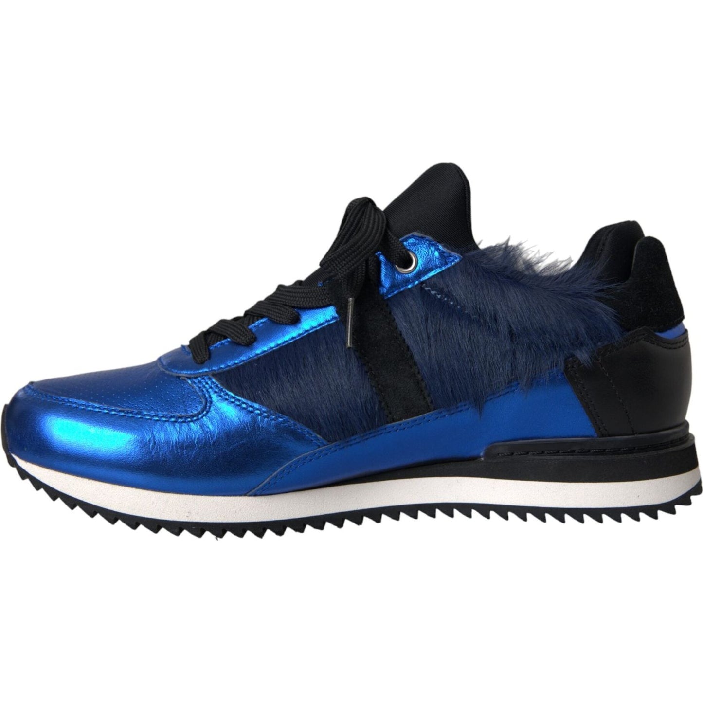 Blue Black Calf Hair Leather Sneakers Shoes