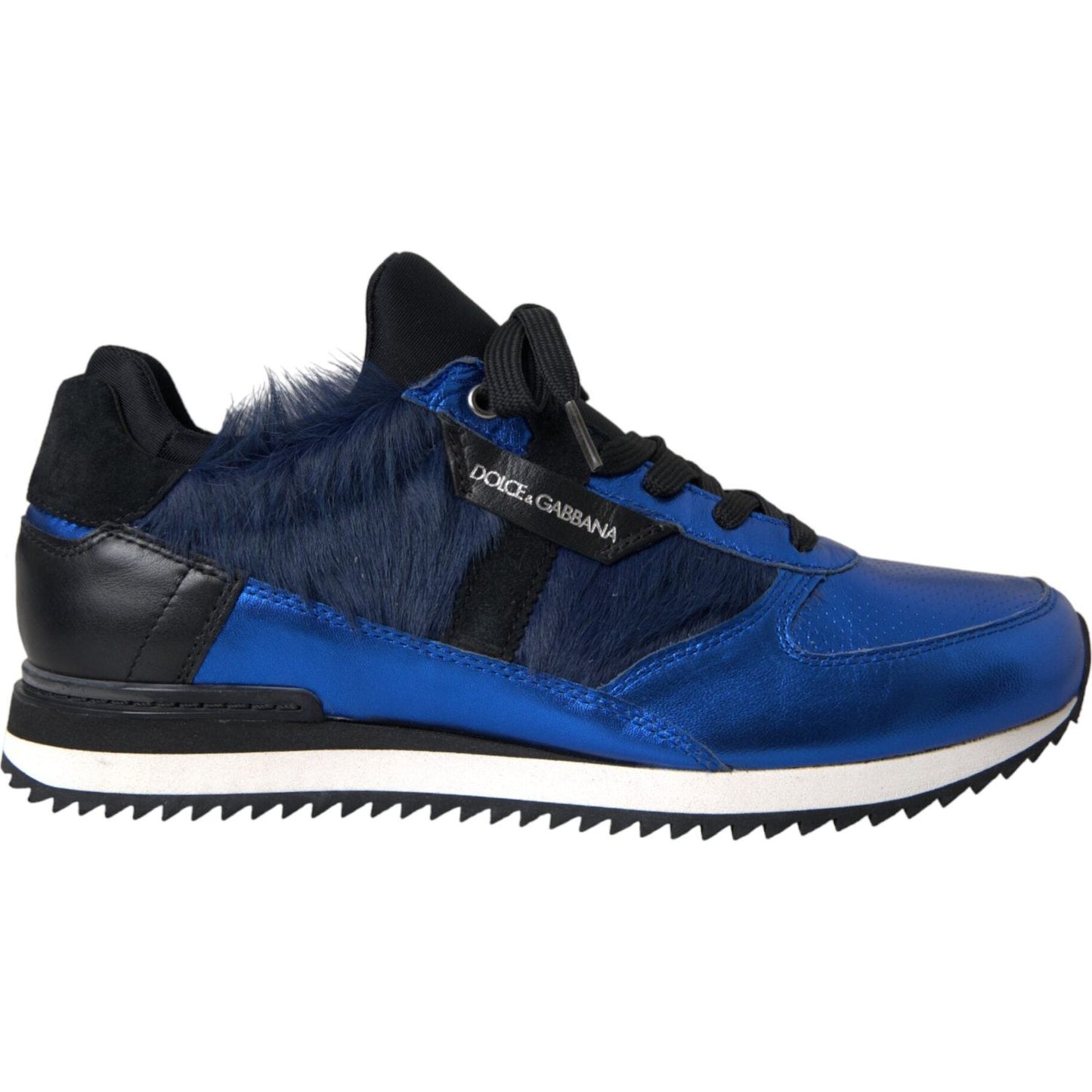 Blue Black Calf Hair Leather Sneakers Shoes