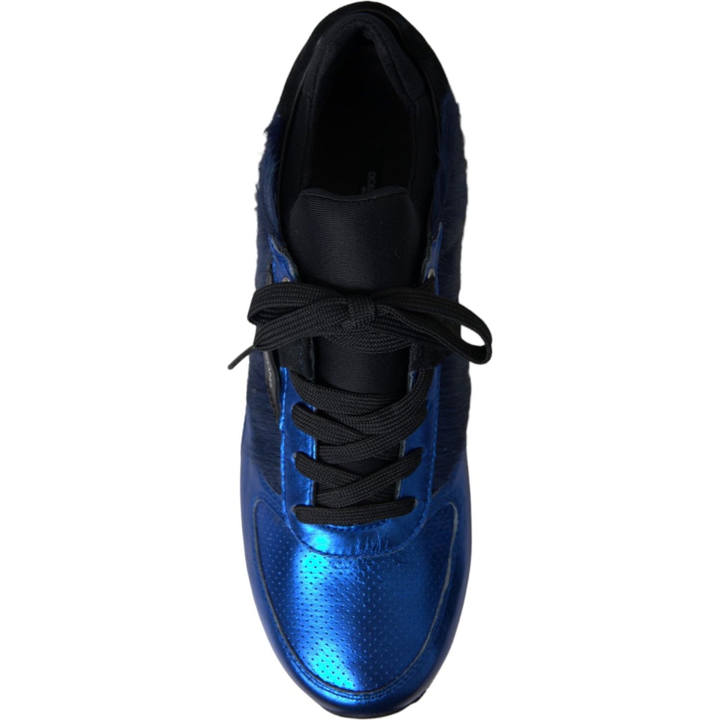 Blue Black Calf Hair Leather Sneakers Shoes