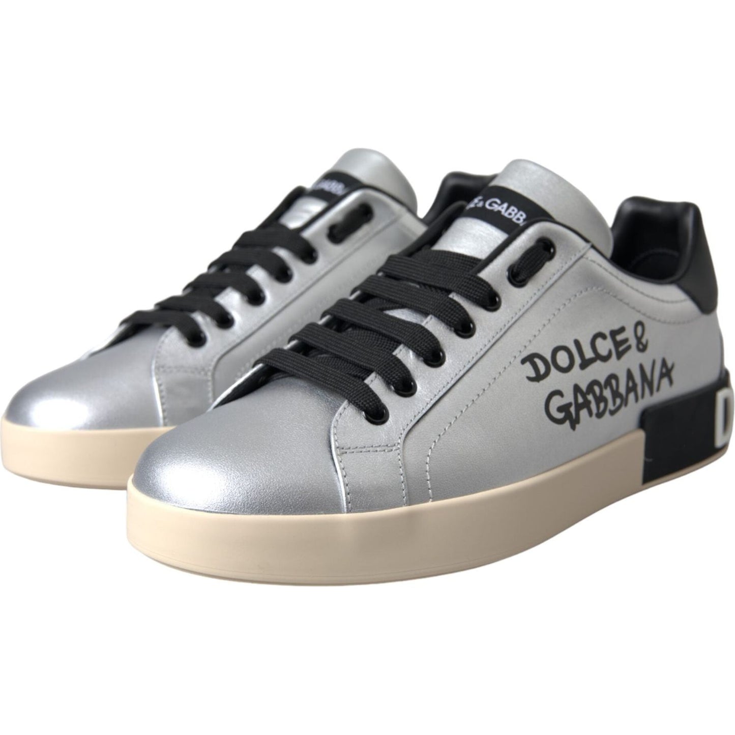 Silver Portofino Calf Leather Sneakers Men Shoes