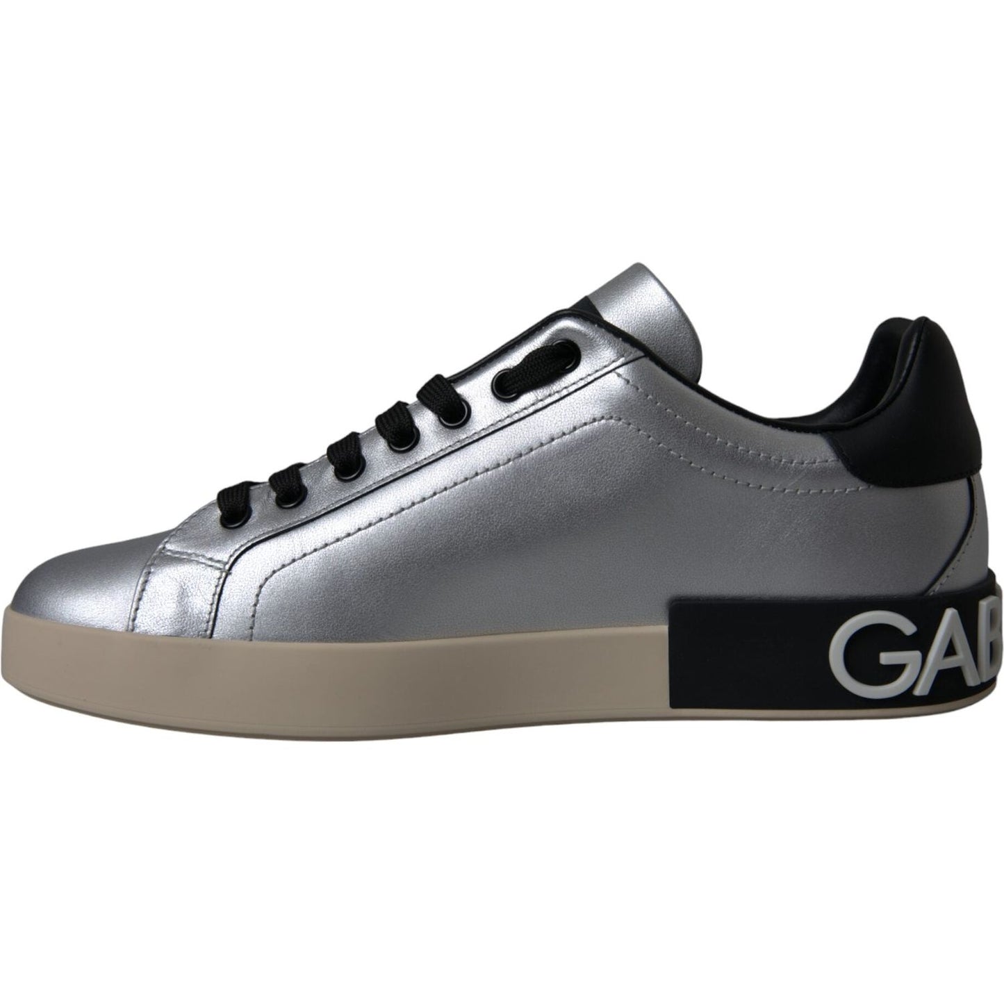 Silver Portofino Calf Leather Sneakers Men Shoes