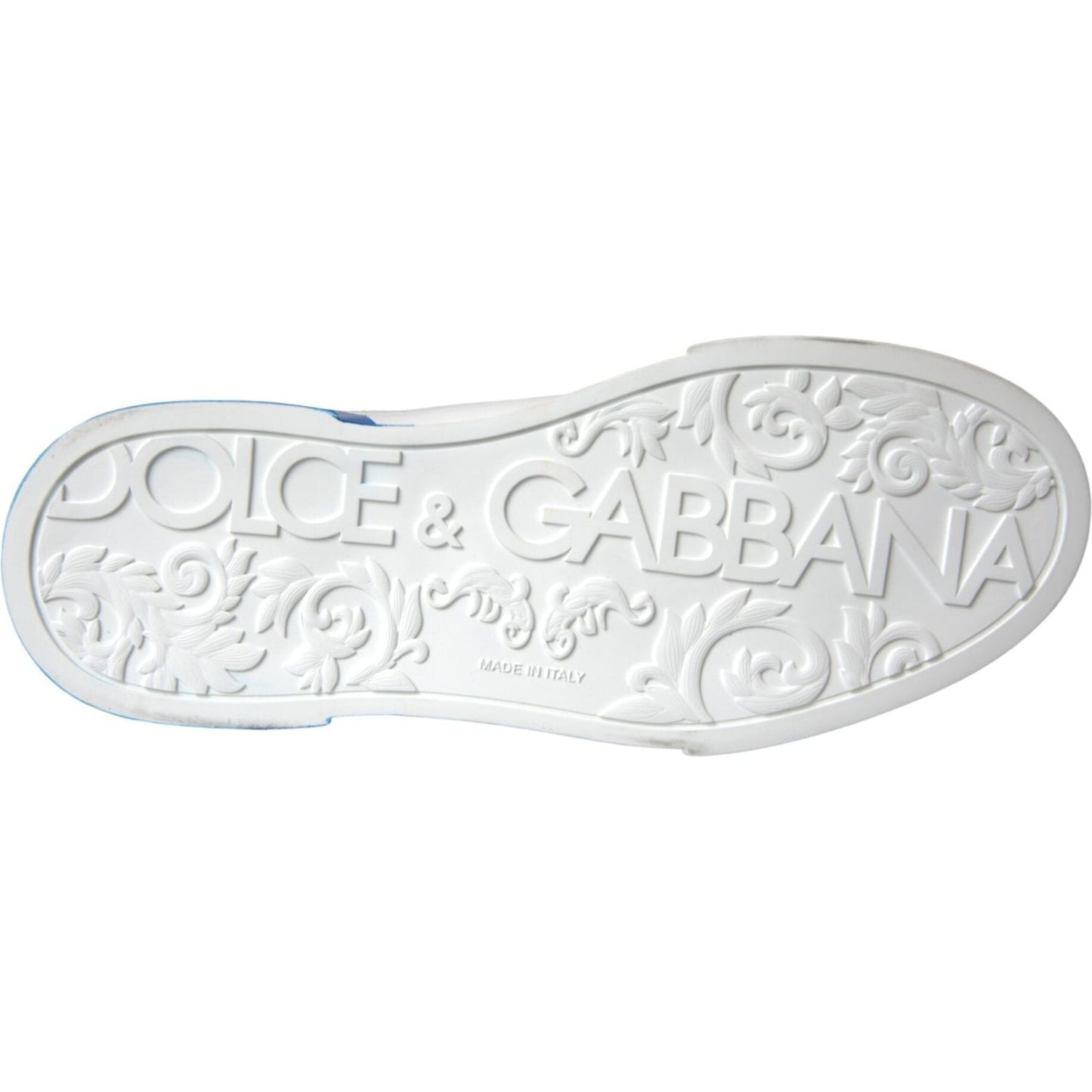 White Blue Leather Logo Low Top Sneakers Shoes Dolce & Gabbana