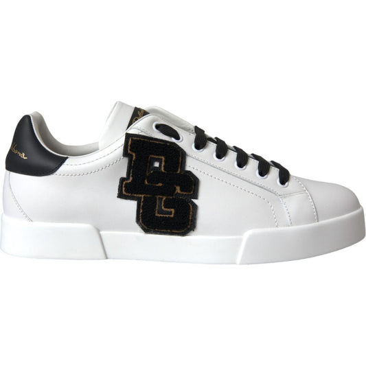 White Leather DG Logo Casual Low Top Sneakers Shoes