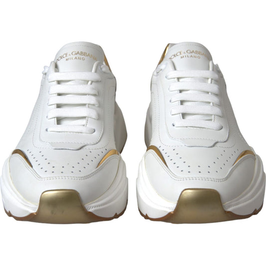 Dolce & Gabbana White Gold DAYMASTER Leather Sneakers Men Shoes Dolce & Gabbana