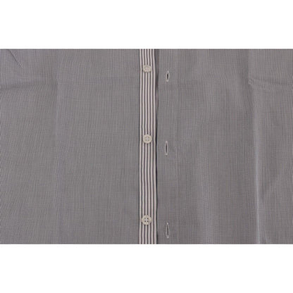 Frankie Morello White Blue Check Casual Cotton Regular Fit Shirt