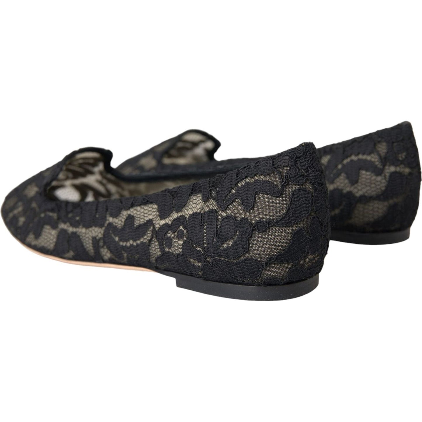 Black Floral Taormina Lace Loafer Flat Shoes