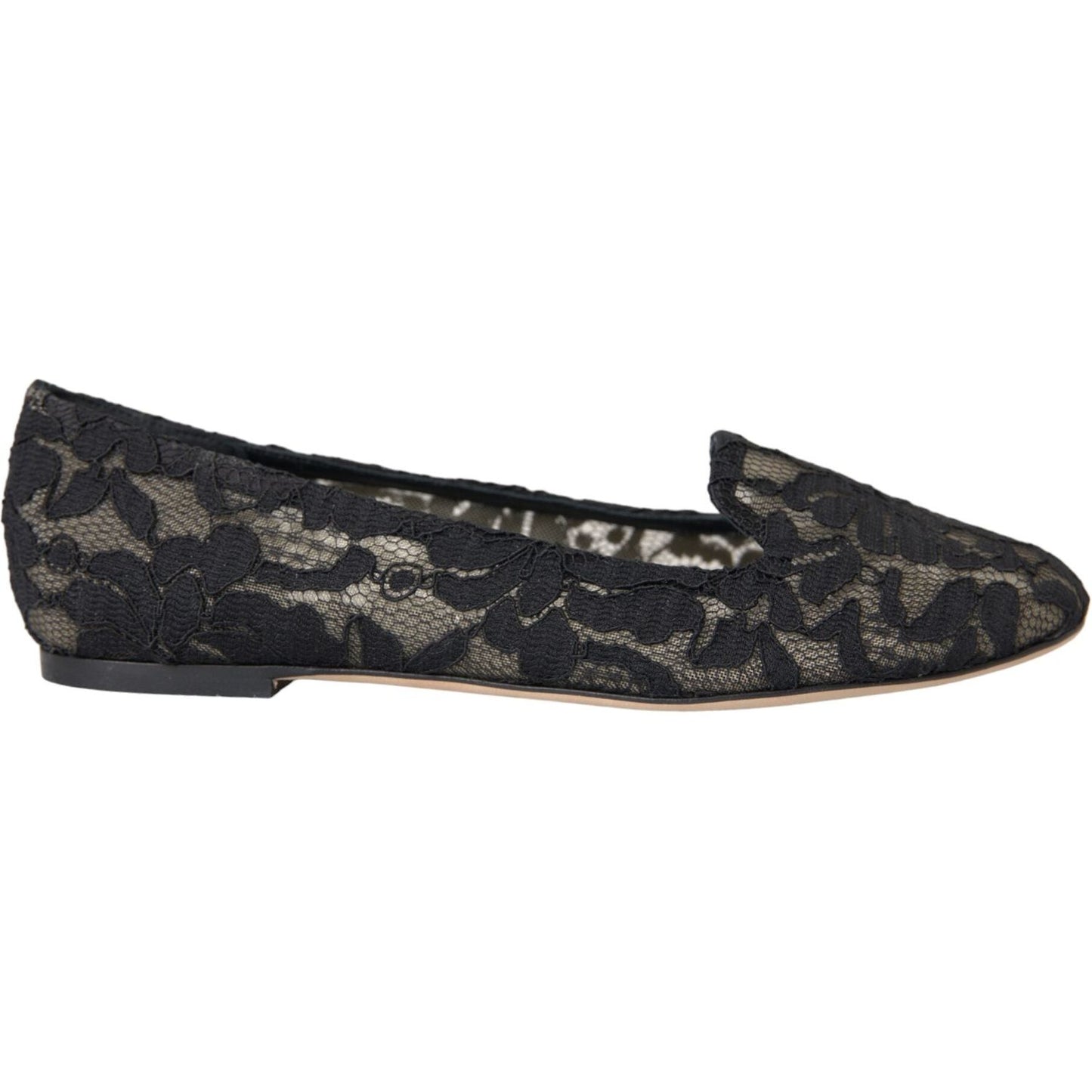 Black Floral Taormina Lace Loafer Flat Shoes