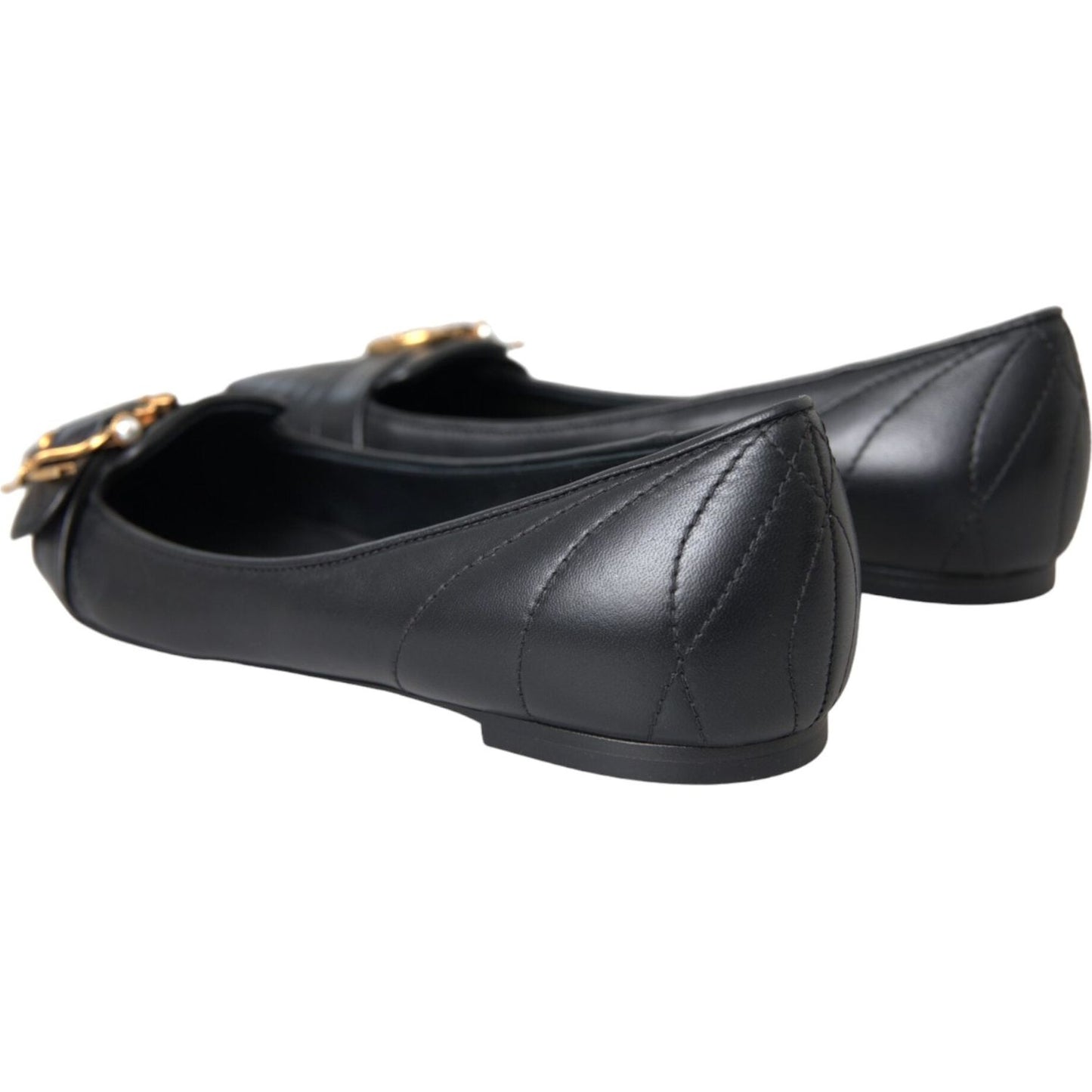 Black Devotion Leather Pointy Flats Shoes