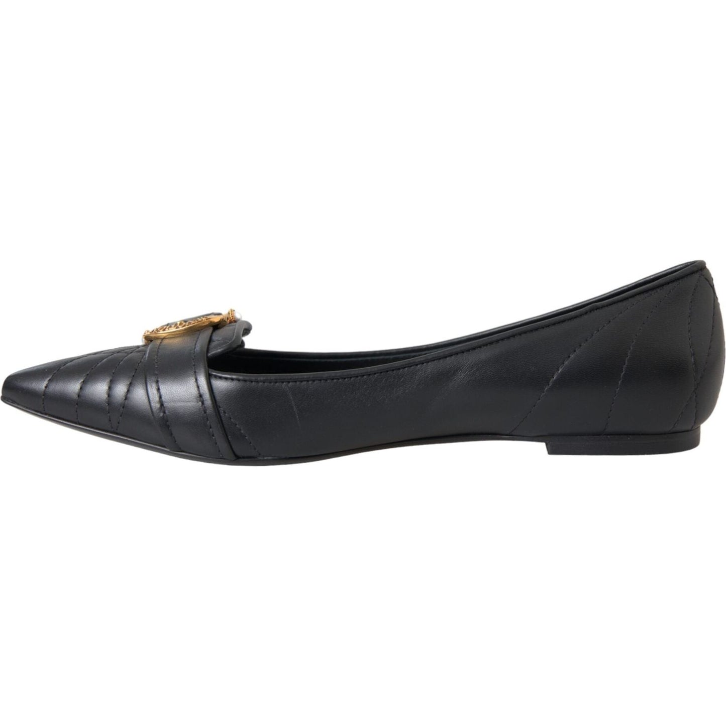 Black Devotion Leather Pointy Flats Shoes