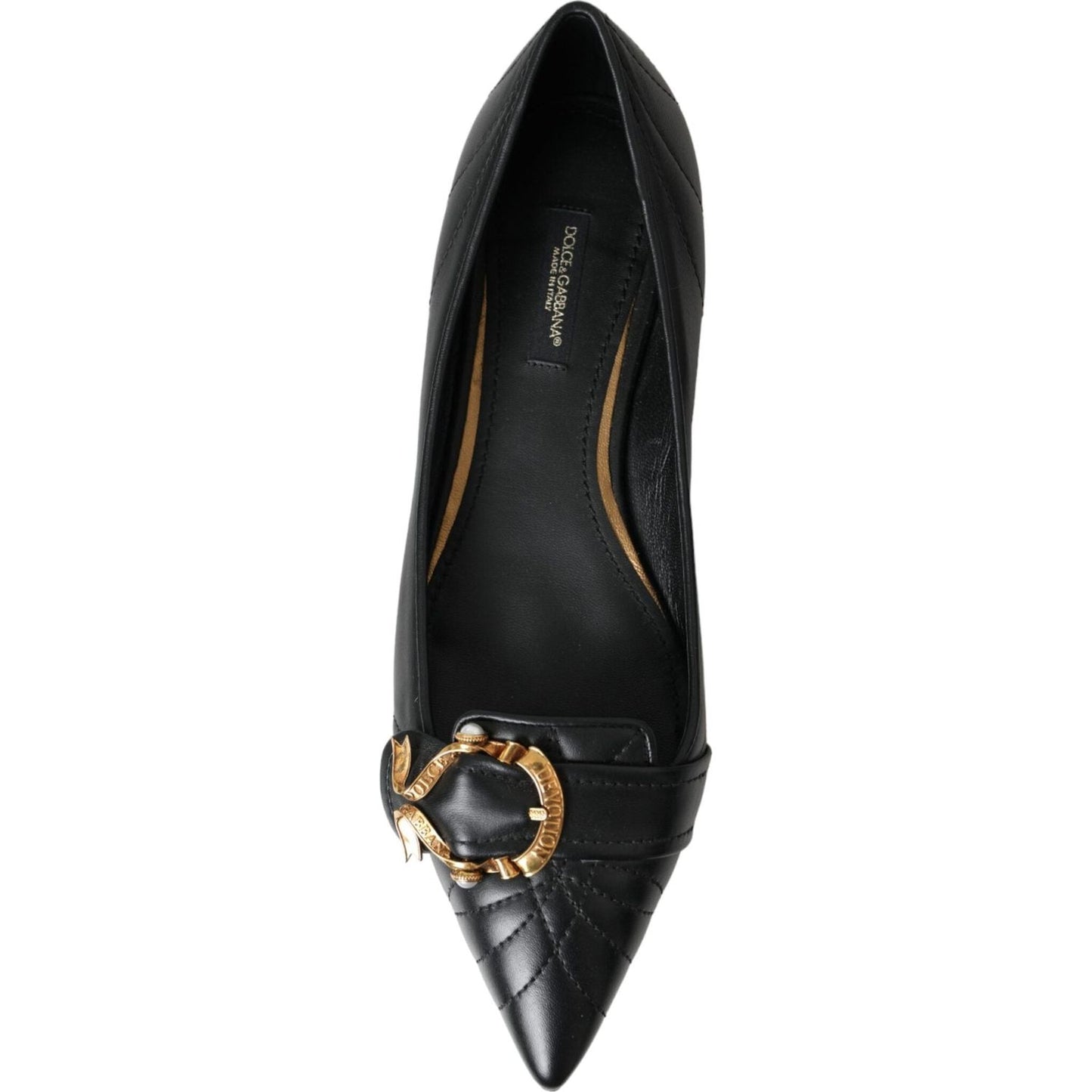 Black Devotion Leather Pointy Flats Shoes