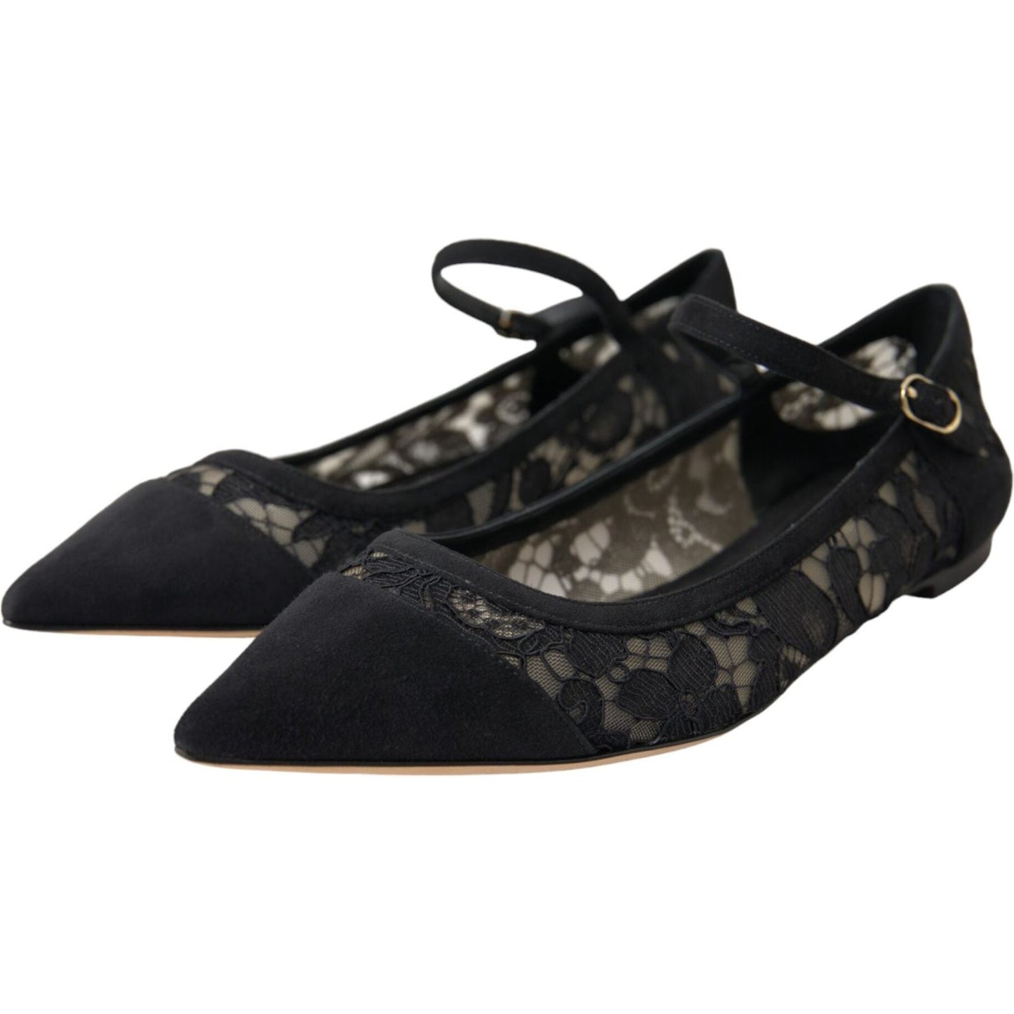 Black Taormina Lace Bellucci Flats Shoes