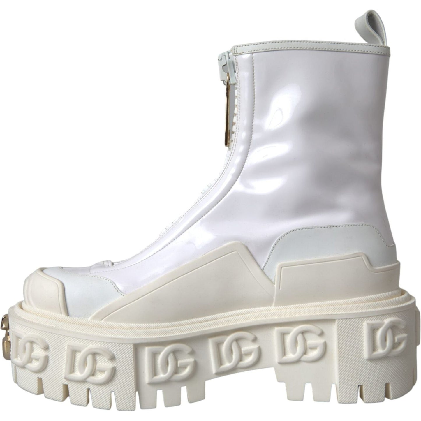 White Leather Rubber Logo Ankle Boots Shoes