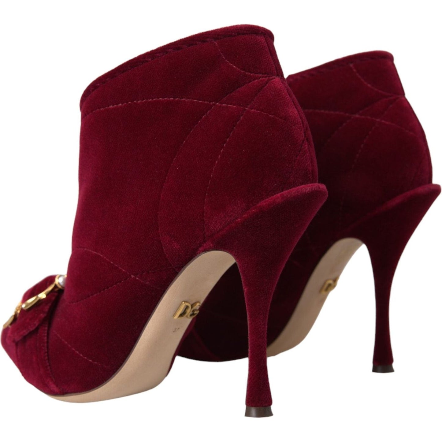 Dark Red Velvet Devotion Buckle Boots Shoes