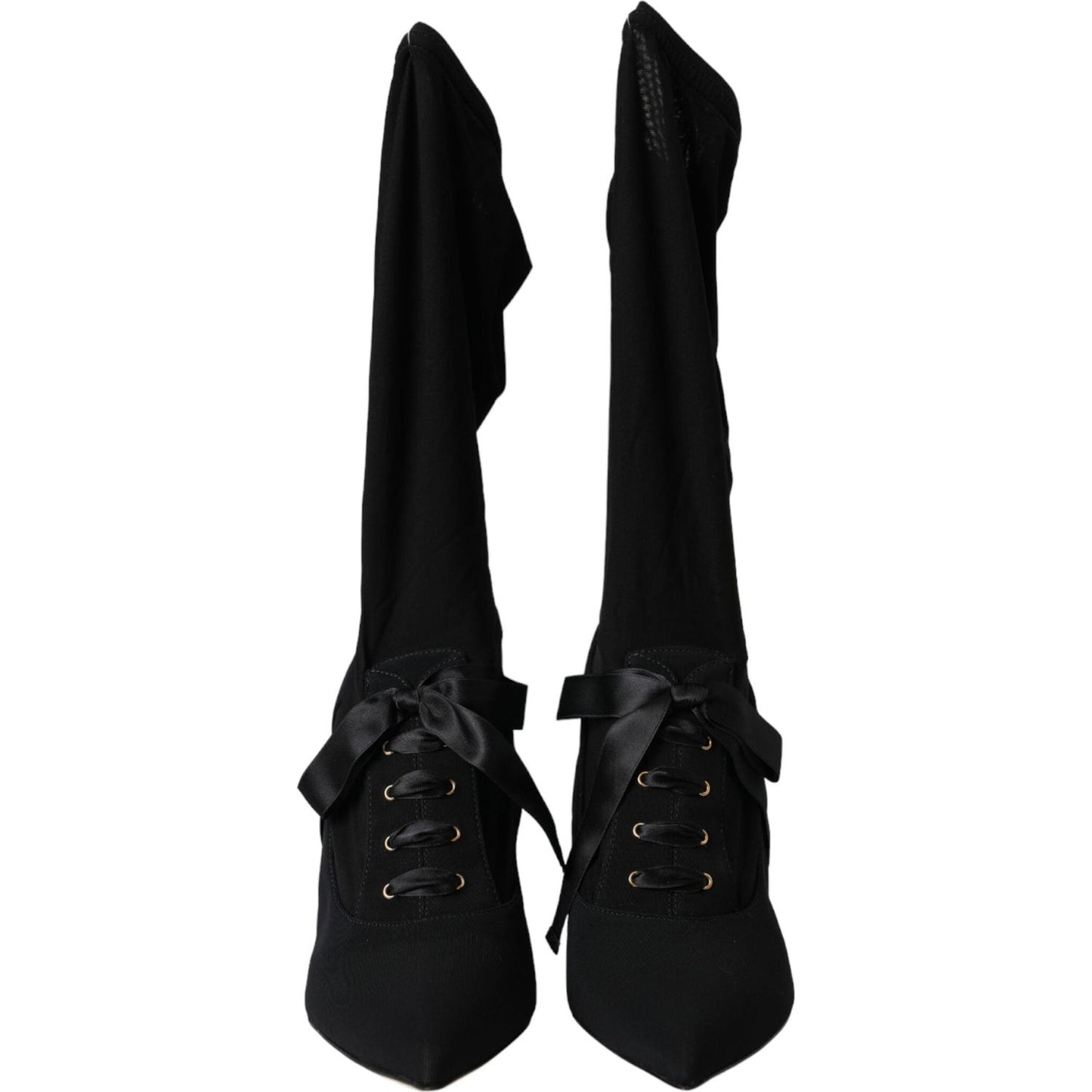 Black Stiletto Heels Mid Calf Boots Shoes