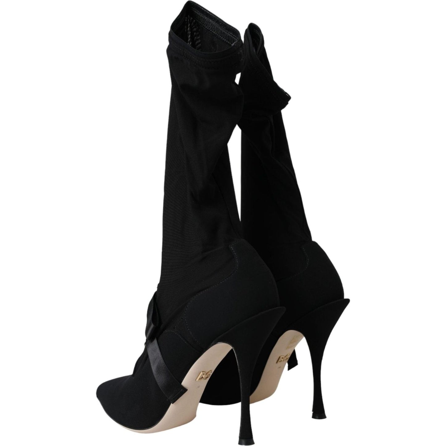 Black Stiletto Heels Mid Calf Boots Shoes