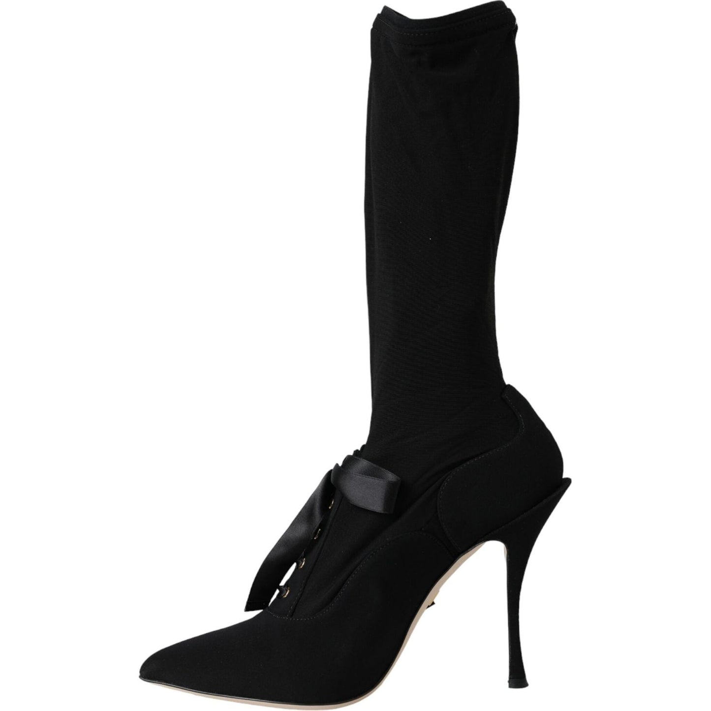 Black Stiletto Heels Mid Calf Boots Shoes